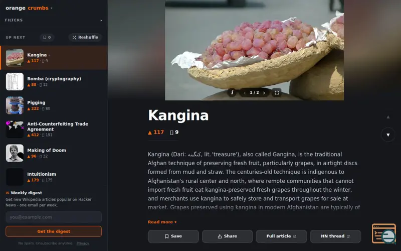 Screenshot of Orange Crumbs
