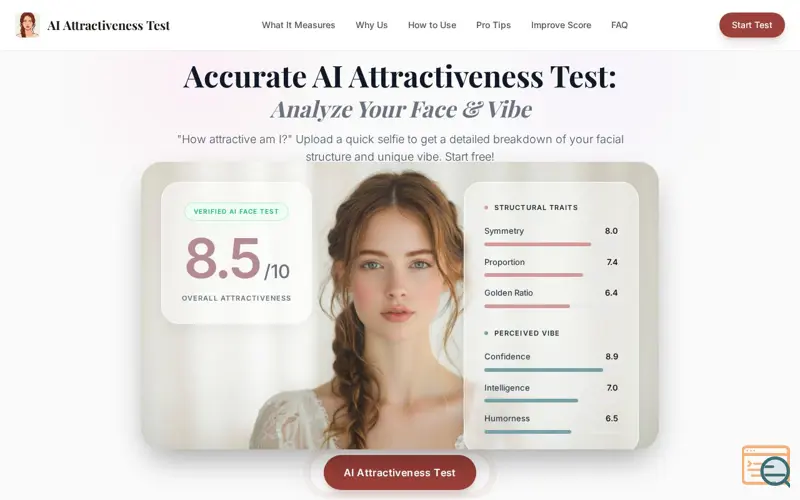 Screenshot of AI Attractiveness Test