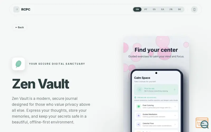 Screenshot of Zen Vault