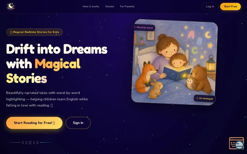Screenshot of Bedtimeforkids