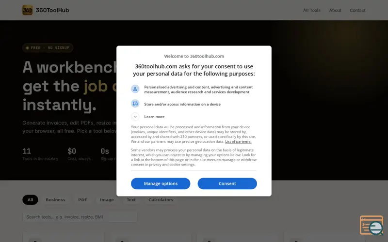 Screenshot of 360ToolHub