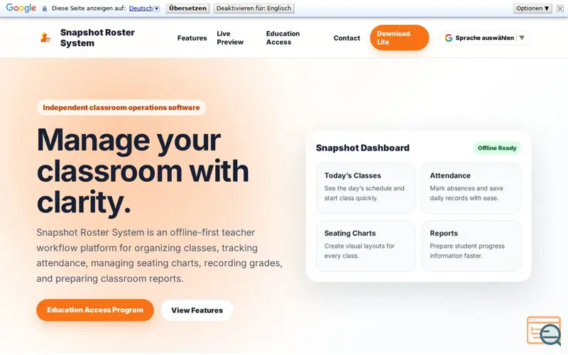 Screenshot of Snapshot Roster System