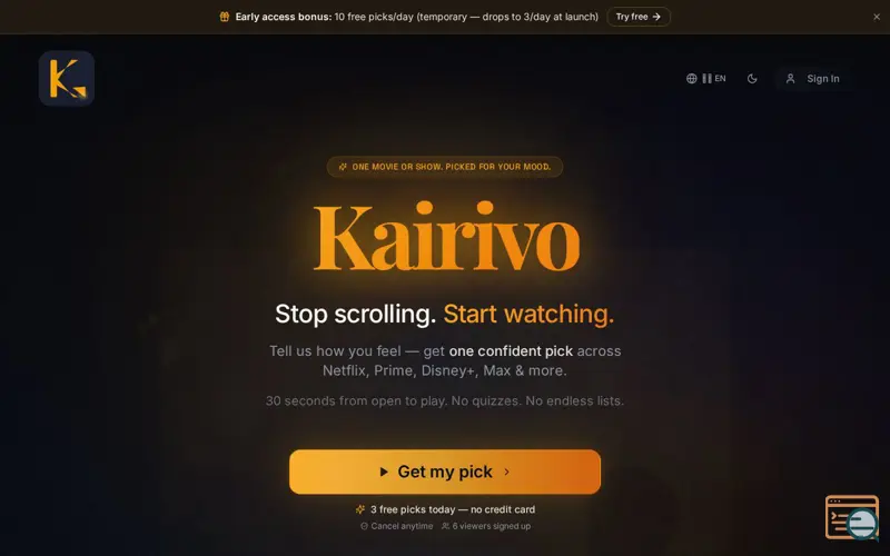 Screenshot of Kairivo, a launch using AdRoll