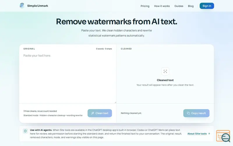 Screenshot of Simple Unmark
