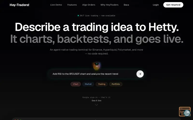 Screenshot of Hey-Traders Live Trading, a launch using Hyperliquid
