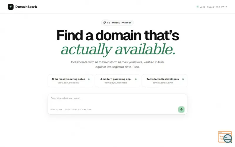 Screenshot of DomainSpark