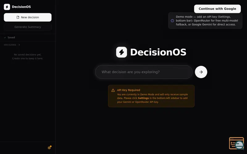Screenshot of DecisionOS