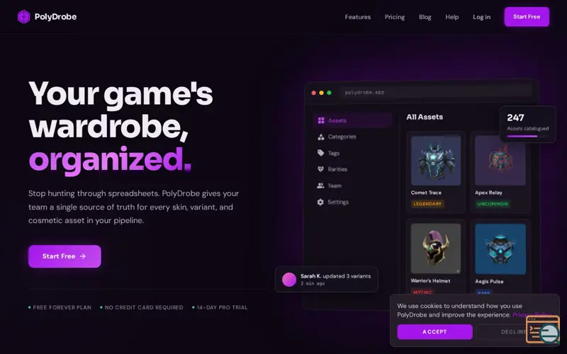 Screenshot of PolyDrobe, a launch using WebSupport DNS