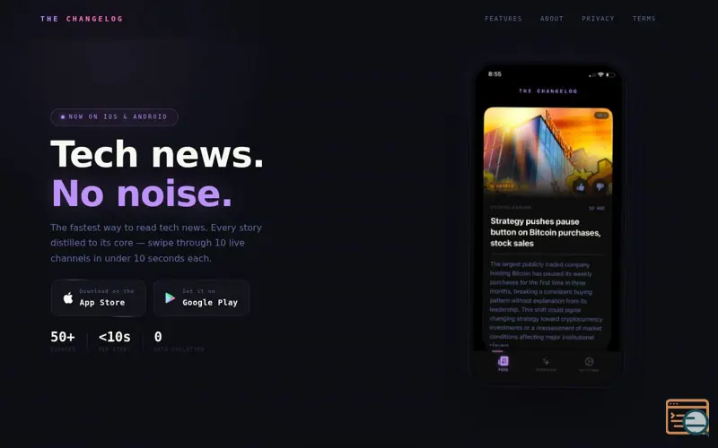 Screenshot of The Changelog