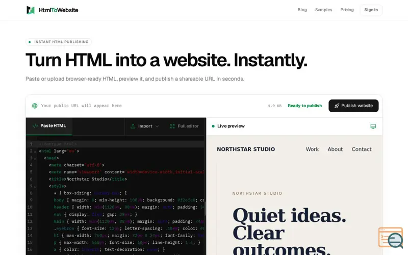 Screenshot of HtmlToWebsite, a launch using FoundrList