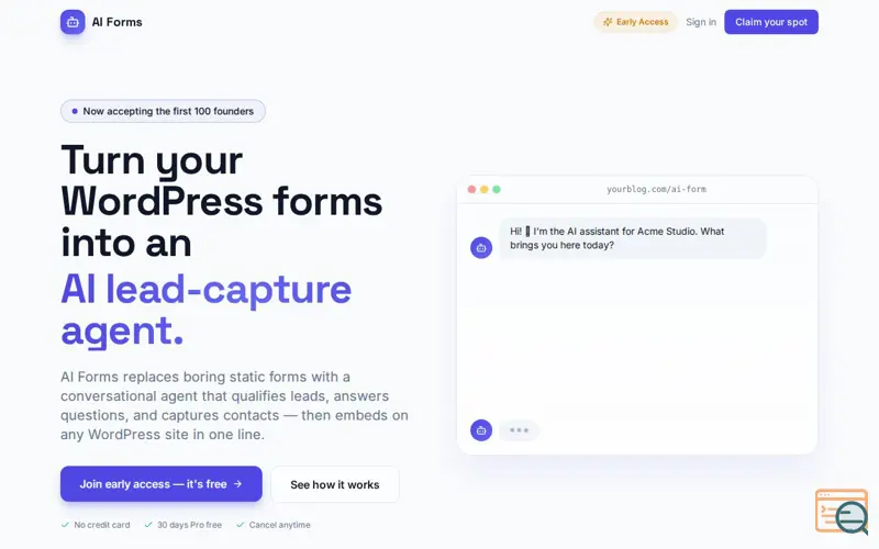Screenshot of AI Forms for WordPress