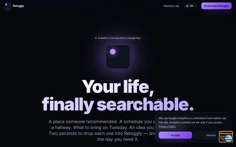 Screenshot of Reloggly