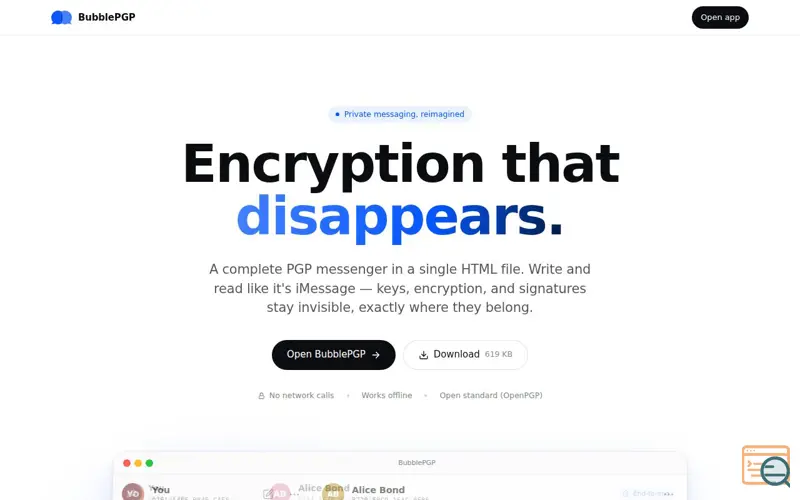 Screenshot of BubblePGP