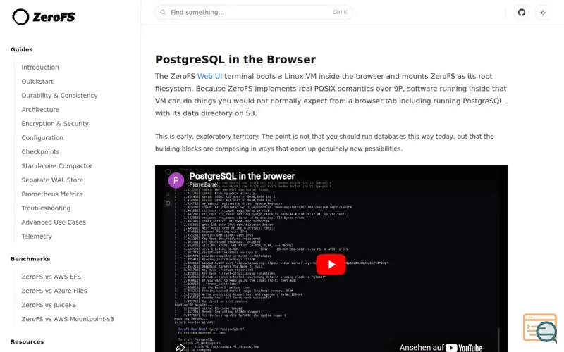 Screenshot of Zerofs, a launch using Merklemap