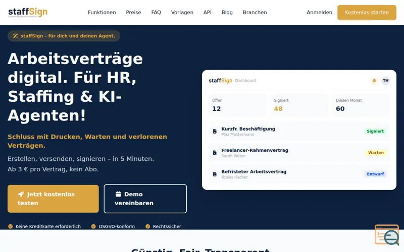 Screenshot of staffSign
