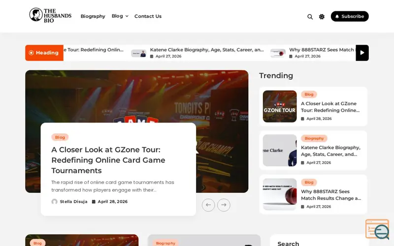 Screenshot of thehusbandsbio.com