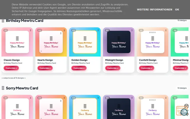 Screenshot of Mewtru Card