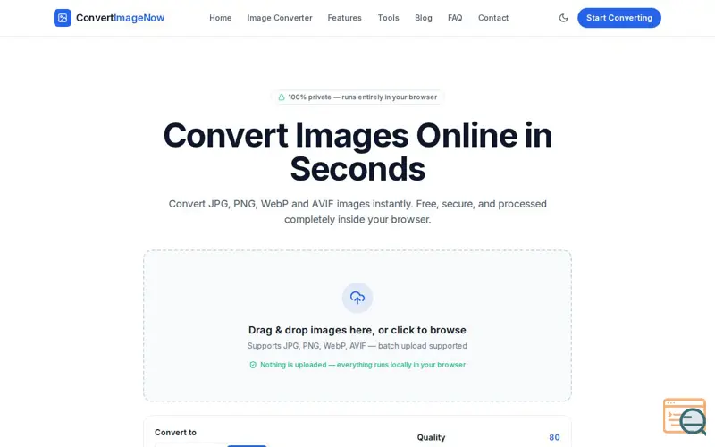Screenshot of ConvertImageNow, a launch using Business Identity Email