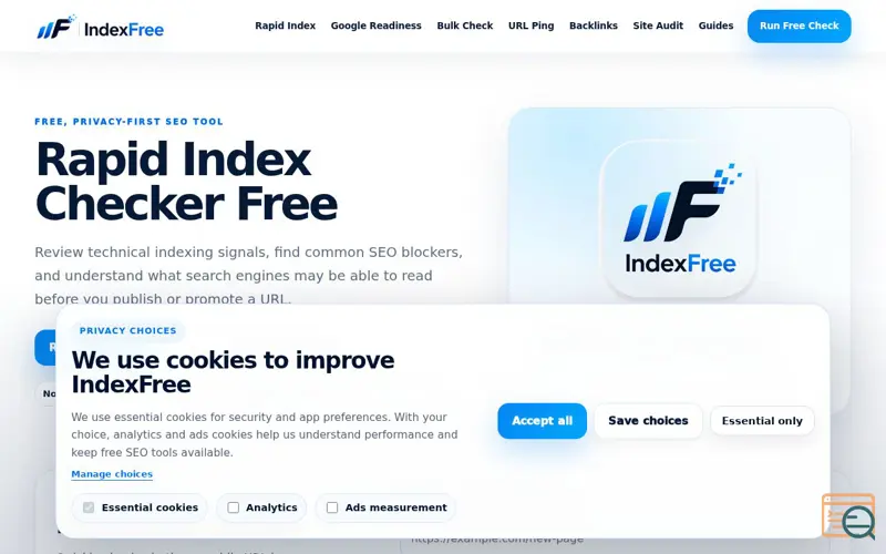Screenshot of IndexFree