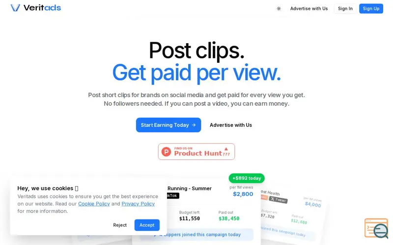 Screenshot of Veritads