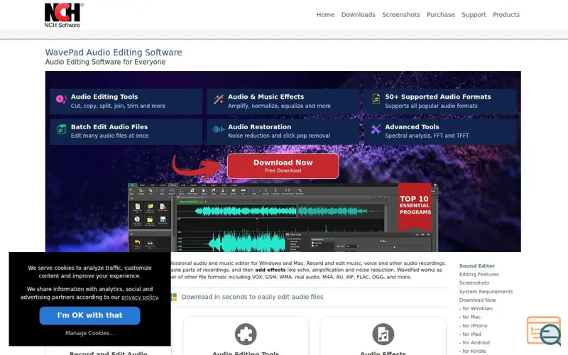 Screenshot of WavePad: AI-powered audio editing