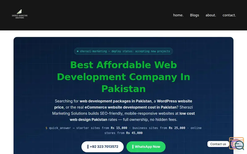 Screenshot of Website Cost Calculator, a launch using WaseerHost