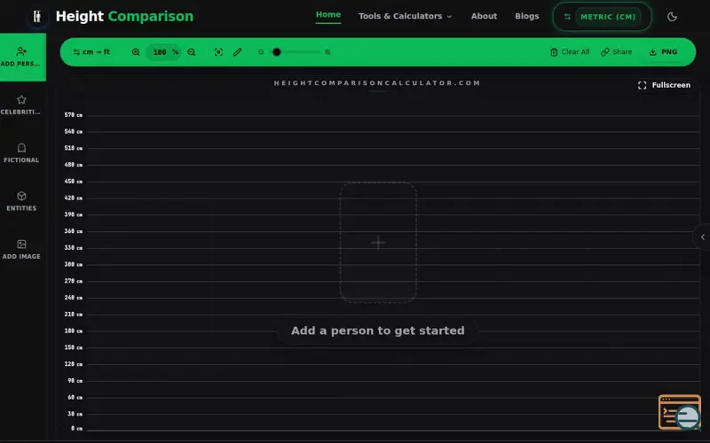 Screenshot of Height Comparison Calculator
