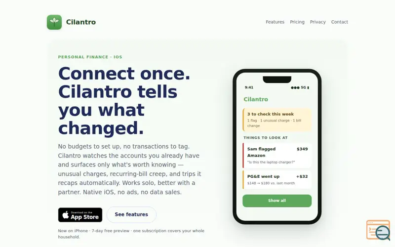 Screenshot of Cilantro