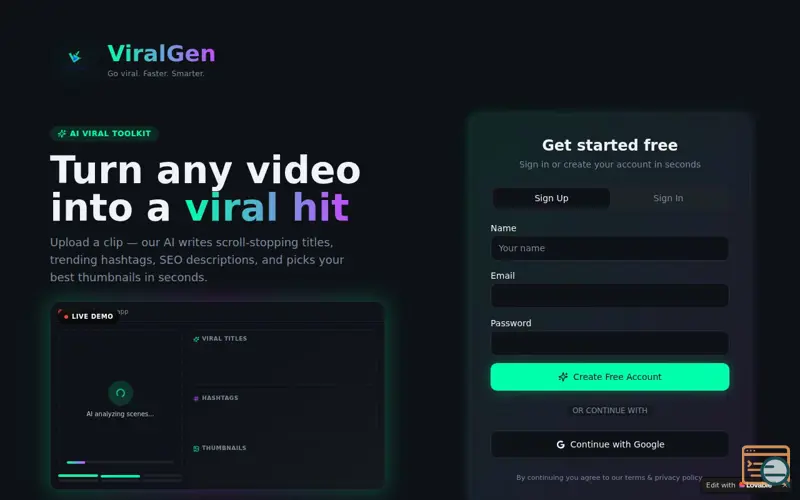 Screenshot of ViralGen