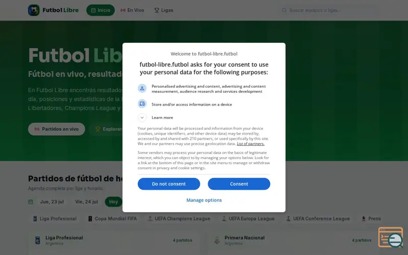 Screenshot of Futbol Libre