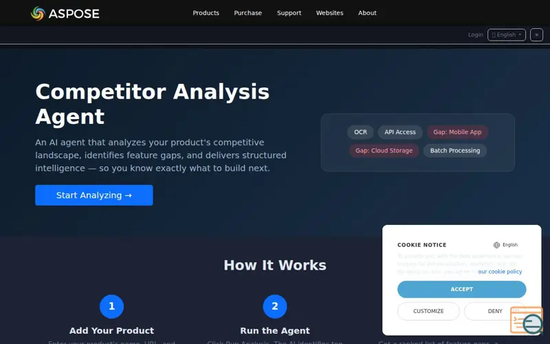 Screenshot of Competitor Analysis Agent, a launch using Consentise