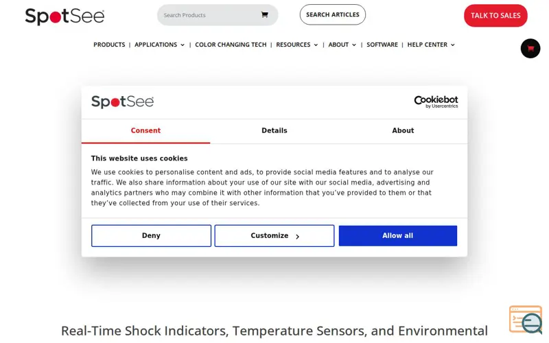 Screenshot of ShockWatch Label QR SpotSee, a launch using Divi