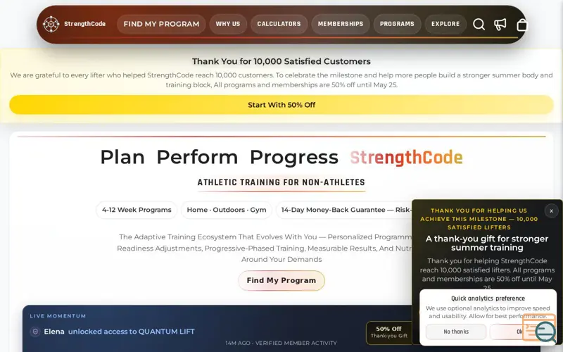 Screenshot of StrengthCode