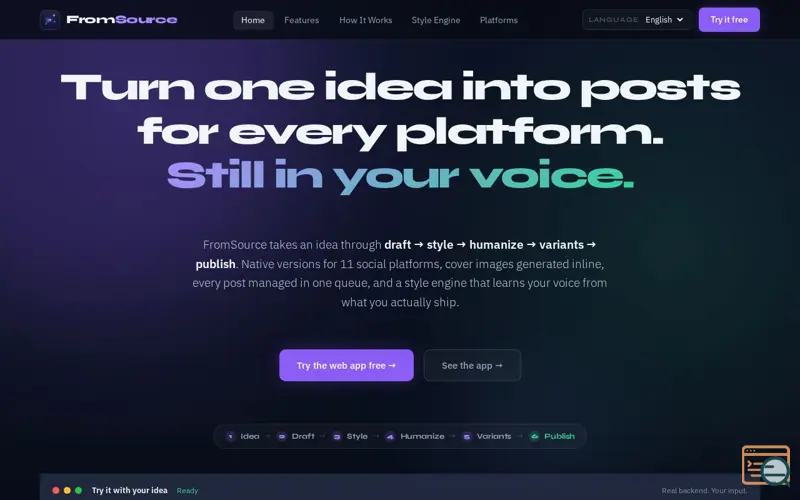Screenshot of FromSource