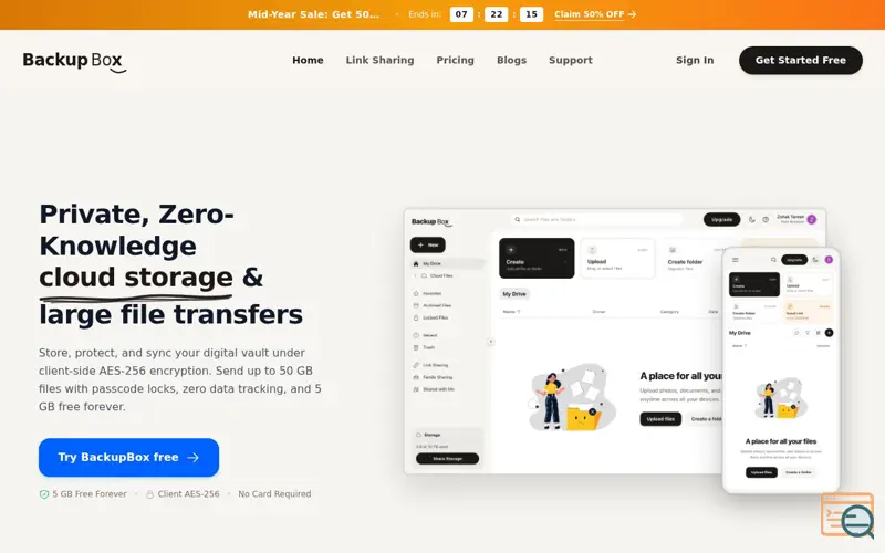 Screenshot of BackupBox Cloud Storage