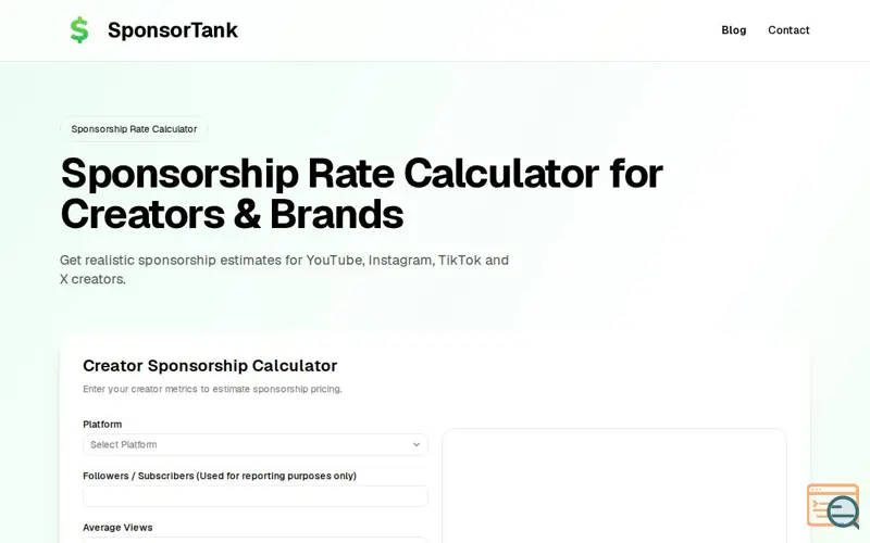 Screenshot of SponsorTank