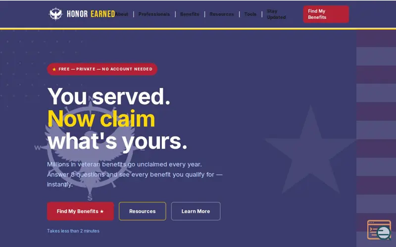 Screenshot of HonorEarned, a launch using AvantLink