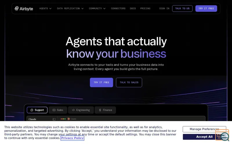 Screenshot of Airbyte Agents, a launch using Navattic