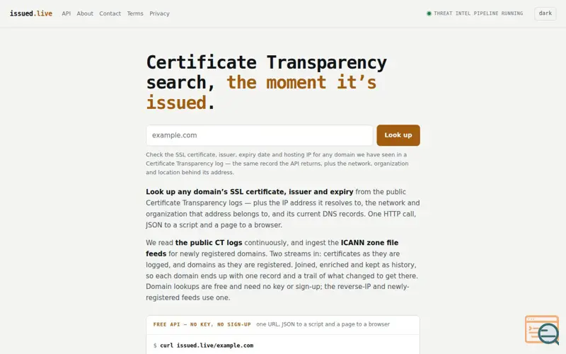 Screenshot of issued.live