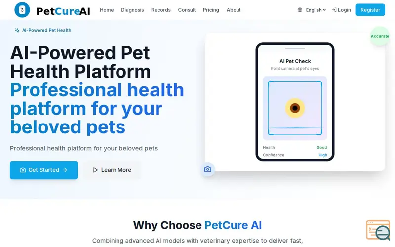 Screenshot of PetCure AI