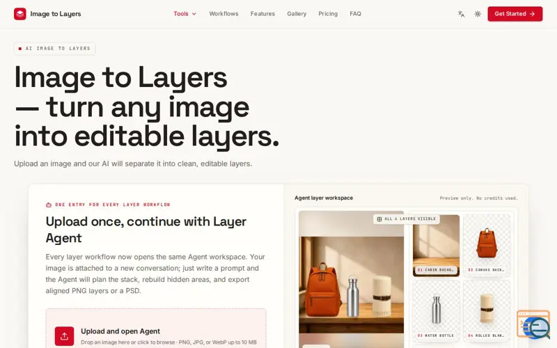 Screenshot of Image to Layers AI — Turn Any Image into Editable Layers