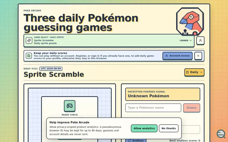 Screenshot of Poke Arcade