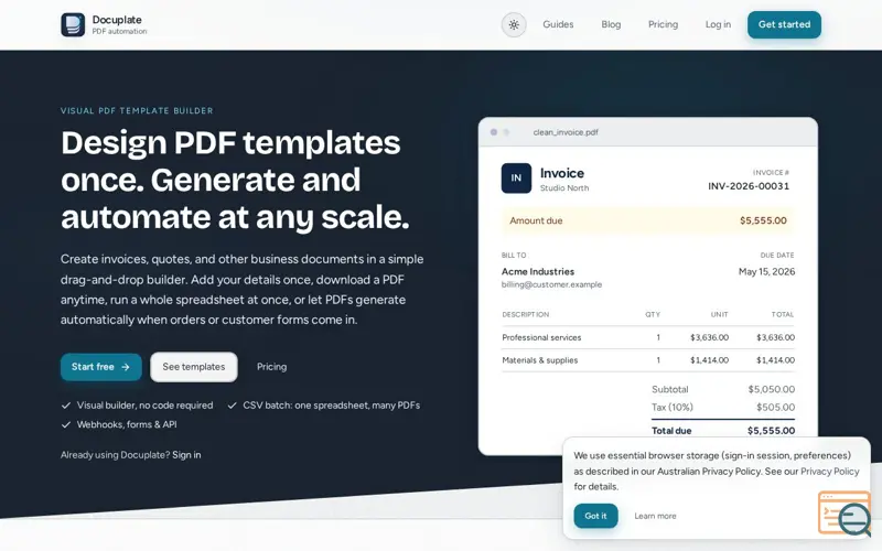 Screenshot of Docuplate