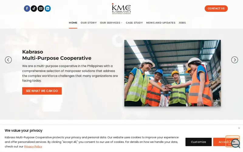 Screenshot of Kabraso Multi-Purpose Cooperative, a launch using Network Solutions