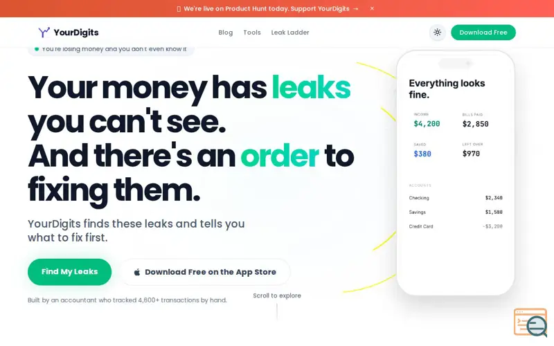 Screenshot of YourDigits, a launch using Better Launch