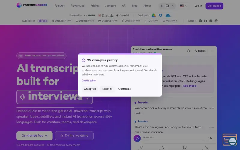 Screenshot of RealtimeVoiceKIT