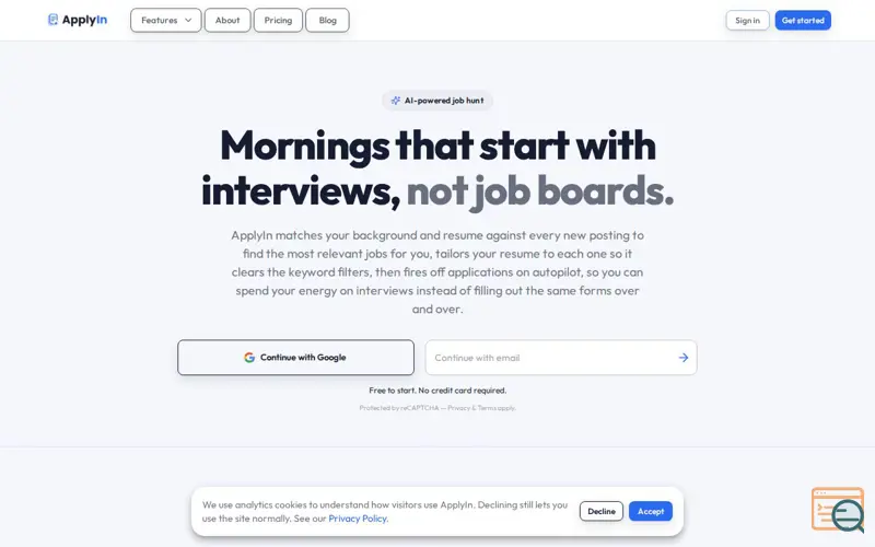 Screenshot of ApplyIn
