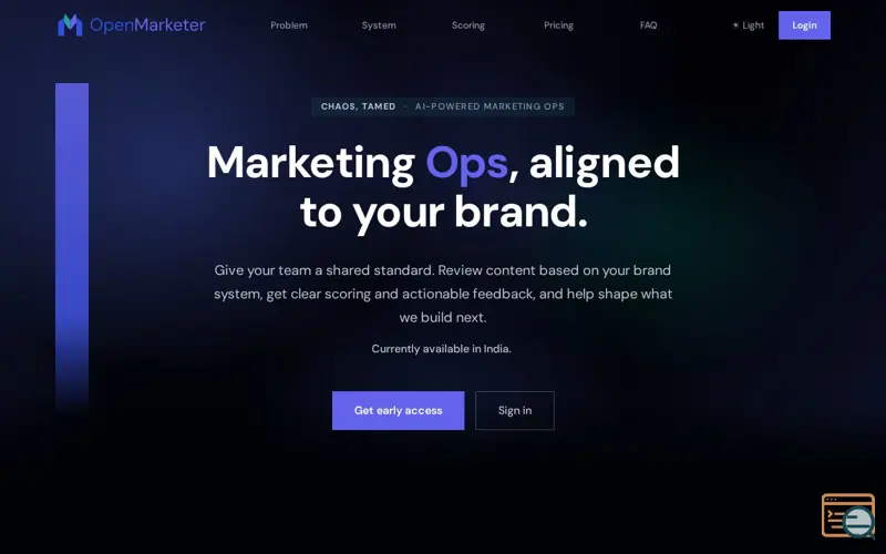 Screenshot of OpenMarketer