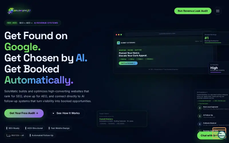 Screenshot of SoloMatic AI — Plug Revenue Leaks With Your AI Revenue Team