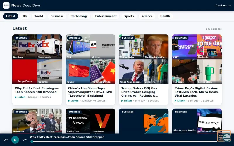 Screenshot of News Deep Dive